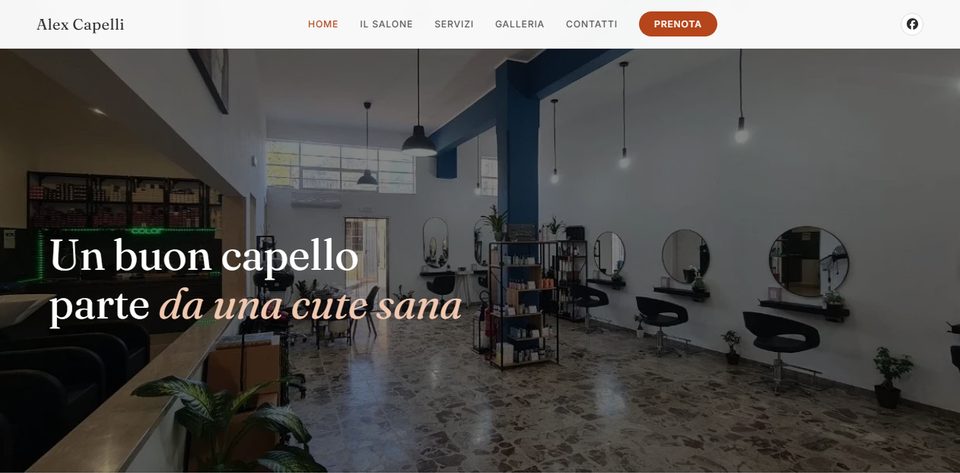 Sito web di Alex Capelli, parrucchiere specializzato in cute e capelli ad Aprilia