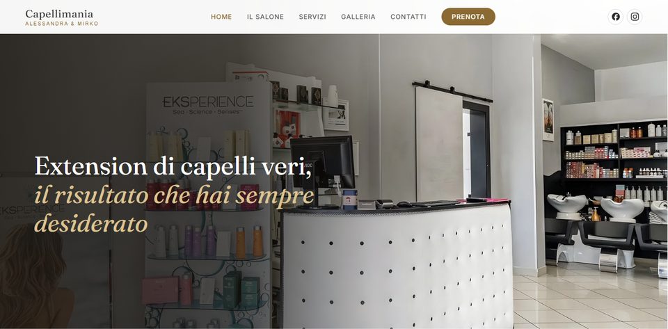 Sito web di Capellimania, parrucchiere ed extension di capelli veri a Roma