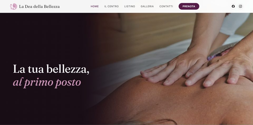 Sito web di La Dea della Bellezza, centro estetico in viale Eritrea a Roma