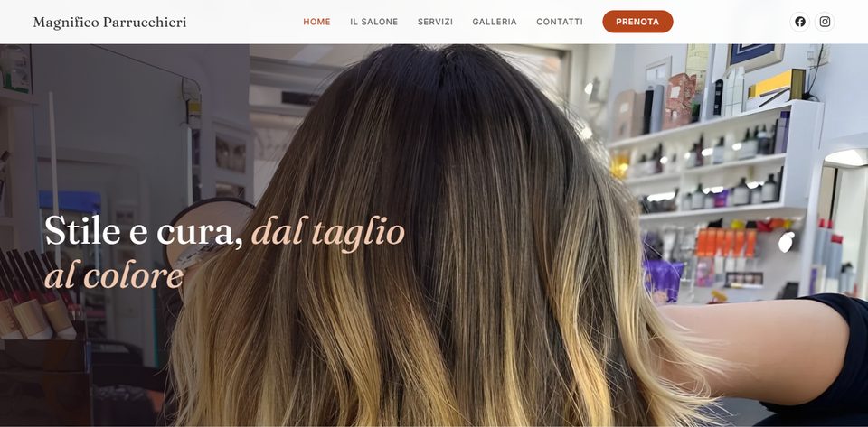Sito web di Magnifico Parrucchieri, parrucchiere a Ponte Milvio, Roma