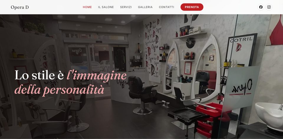 Sito web di Opera D, parrucchiere uomo e donna a Roma, quartiere Gianicolense