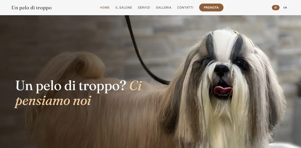 Sito web di Un pelo di troppo, toelettatura per cani e gatti a Genova